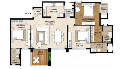 Adani Ten BKC 3BHK Plan